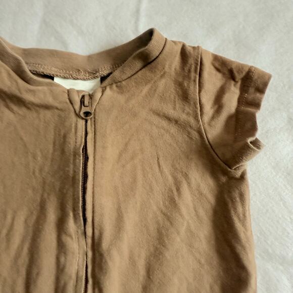 H&M Tan Romper Zip Up Shorties Outfit Tan Baby Boy 3 Months Gender Neutral - Picture 3 of 6